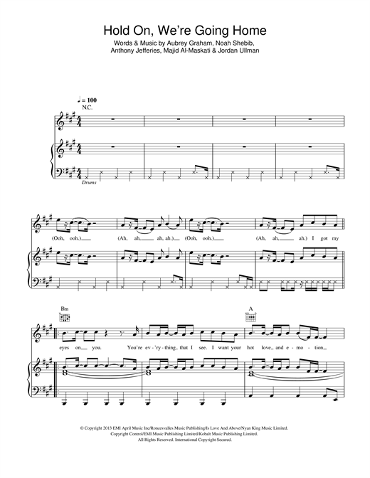 Drake Hold On We Re Going Home Sheet Music Download Pdf Score 116873