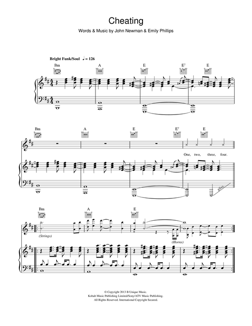John Newman Cheating Sheet Music Notes, Chords | Download Pop.