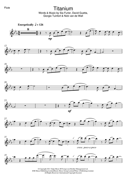 David Guetta Titanium Featuring Sia Sheet Music Download Pdf Score 117143