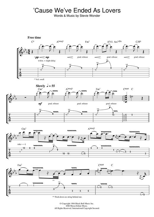 Jeff Beck Cause We Ve Ended As Lovers Sheet Music Pdf Notes Chords Rock Score Guitar Tab Download Printable Sku 117558