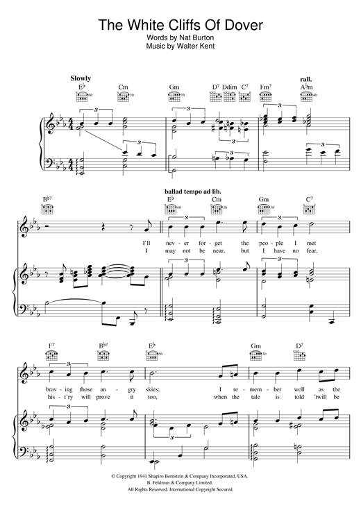 Walter Kent The White Cliffs Of Dover Sheet Music Download Pdf