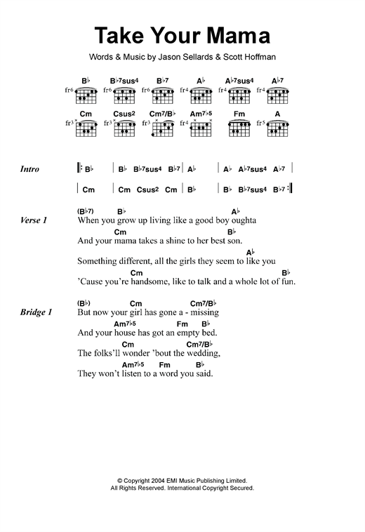 Scissor Sisters Take Your Mama Sheet Music Notes Chords Download Pop Notes Lyrics Chords Pdf Print 118005