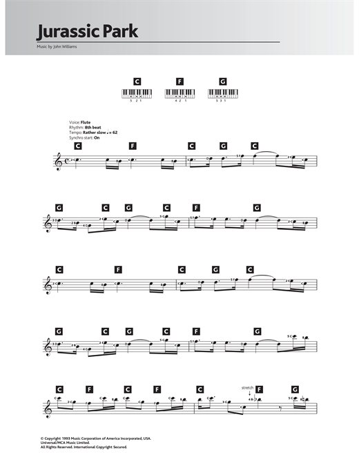 John Williams Theme From Jurassic Park Sheet Music Notes Chords