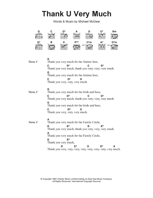 Scaffold Thank U Very Much Sheet Music Notes Chords Download
