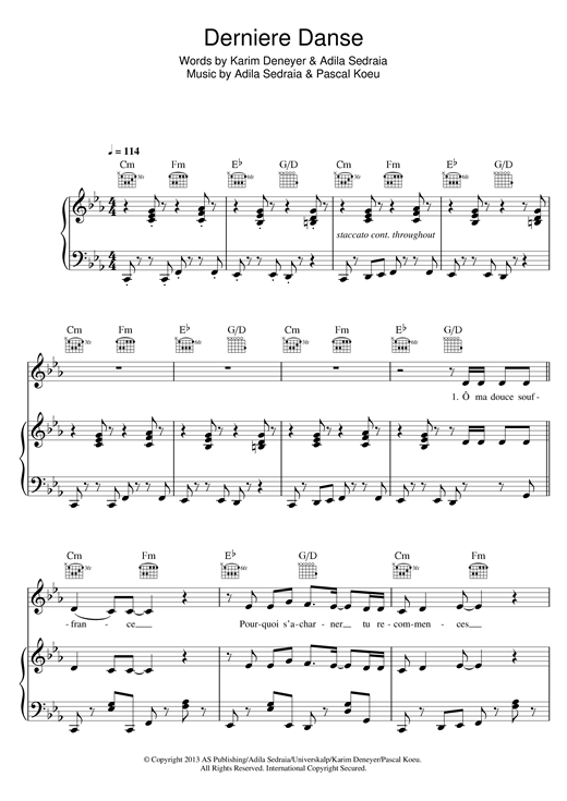 Indila Derniere Danse Sheet Music Download Pdf Score 119251
