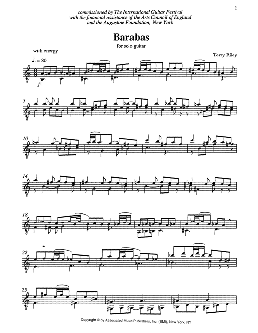 Terry Riley Barabas Sheet Music Notes Chords Download Classical