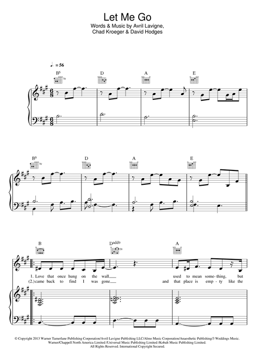 Avril Lavigne Let Me Go Ft Chad Kroeger Baixar Avril Lavigne Let Me Go Feat Chad Kroeger Sheet Music Notes
