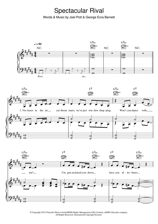 George Ezra Spectacular Rival Sheet Music Download Pdf Score 119433