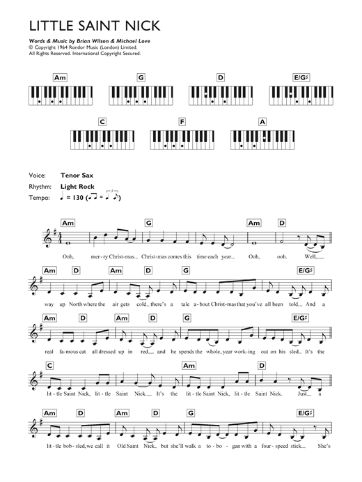 The Beach Boys Little Saint Nick Sheet Music Notes Chords