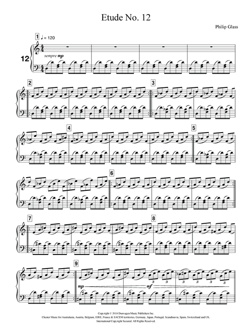 Philip Glass Etude No 12 Sheet Music Download Pdf Score 119855