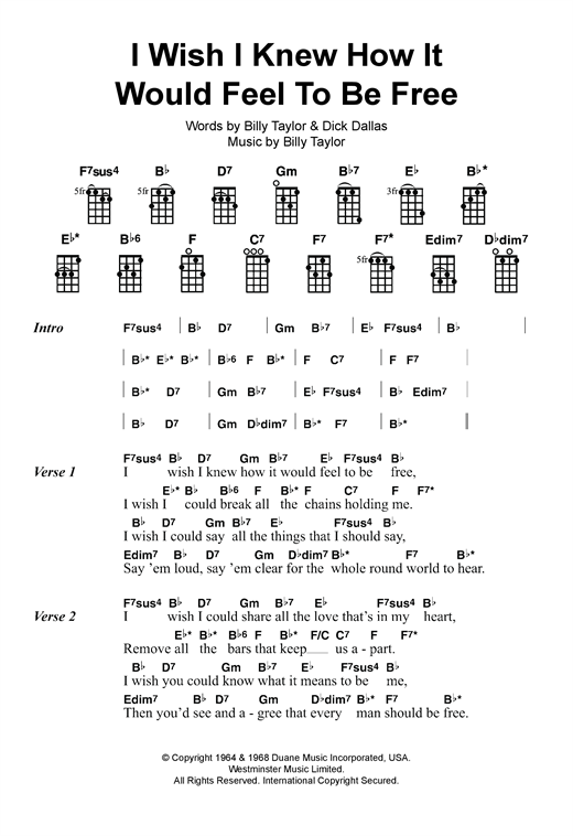 Billy Taylor I Wish I Knew How It Would Feel To Be Free Sheet Music Notes Chords Download Soul Notes Ukulele Pdf Print Billy Taylor I Wish I Knew How It Would Feel To Be Free Sheet Music Notes Chords Download Soul Notes Ukulele Pdf Print