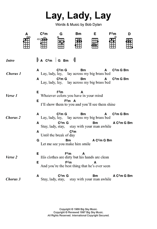 Lay Lady Lay Lyrics And Chords For Guitar