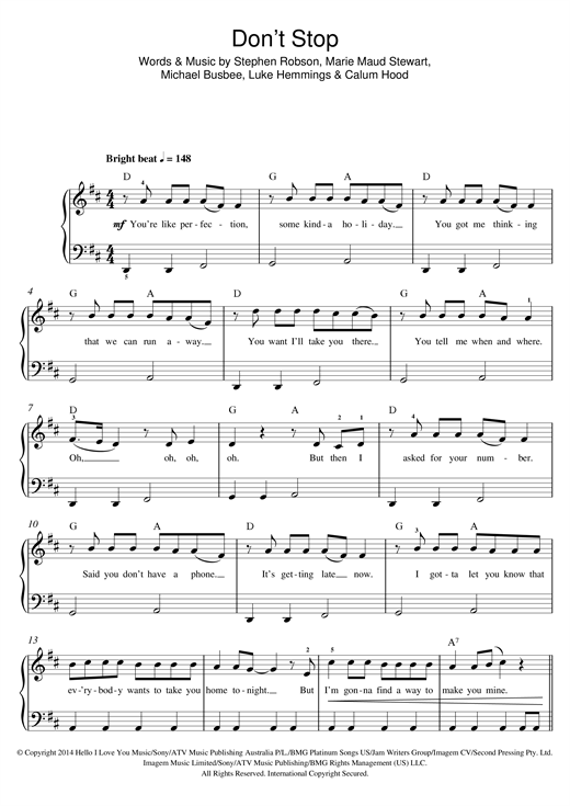 5 Seconds Of Summer Don T Stop Sheet Music Notes Chords