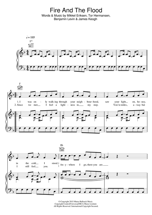 Vance Joy Fire And The Flood Sheet Music Download Pdf Score