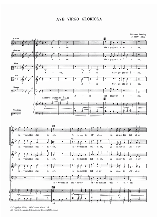 Preview Richard Dering Ave Virgo Gloriosa Religious sheet music, notes and chords for Choral SAATB, SKU: 122033 sheet music, piano notes, chords, guitar tabs, score, transpose, transcribe, how to play, guide, download, learn, tutorial, progression, song, artist, awards, billboard, mtv, vh1, tour, single, album, release