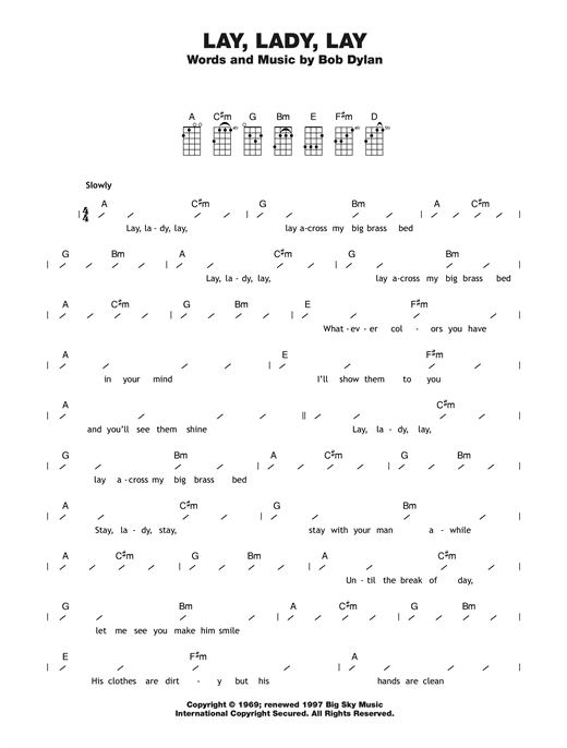 Bob Dylan Lay Lady Lay Sheet Music Download Pdf Score