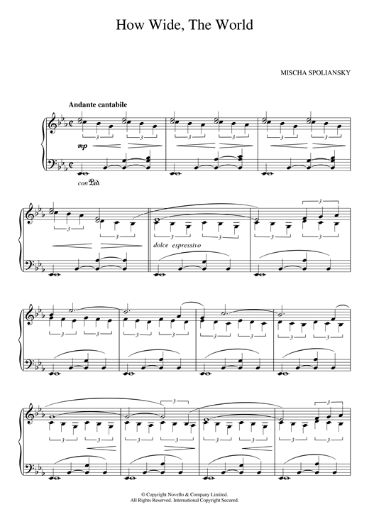 Preview Mischa Spoliansky How Wide, The World Classical sheet music, notes and chords for Piano, SKU: 123901 How Wide, The World sheet music