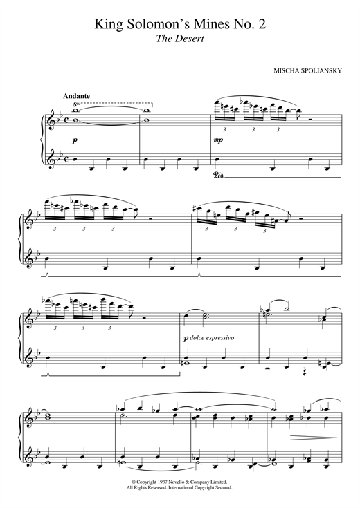 Preview Mischa Spoliansky King Solomon's Mines 2: The Desert Classical sheet music, notes and chords for Piano, SKU: 123940 King Solomon's Mines 2: The Desert sheet music