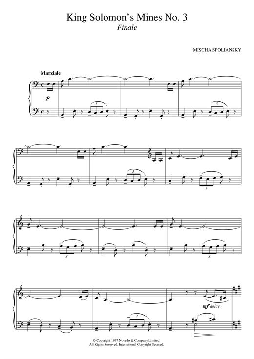 Preview Mischa Spoliansky King Solomon's Mines 3. Finale Classical sheet music, notes and chords for Piano, SKU: 123941 King Solomon's Mines 3. Finale sheet music