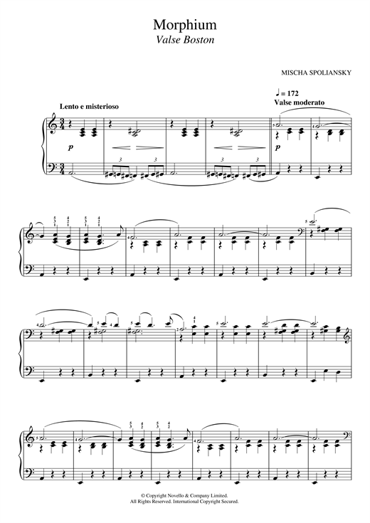 Preview Mischa Spoliansky Morphium Classical sheet music, notes and chords for Piano, SKU: 123942 Morphium sheet music