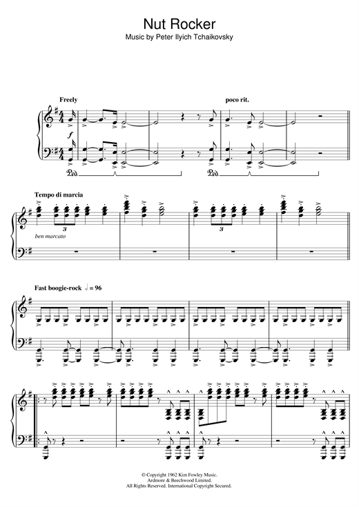Preview B. Bumble and the Stingers Nut Rocker Classical sheet music, notes and chords for Piano, SKU: 123976 sheet music, piano notes, chords, guitar tabs, score, transpose, transcribe, how to play, guide, download, learn, tutorial, progression, song, artist, awards, billboard, mtv, vh1, tour, single, album, release