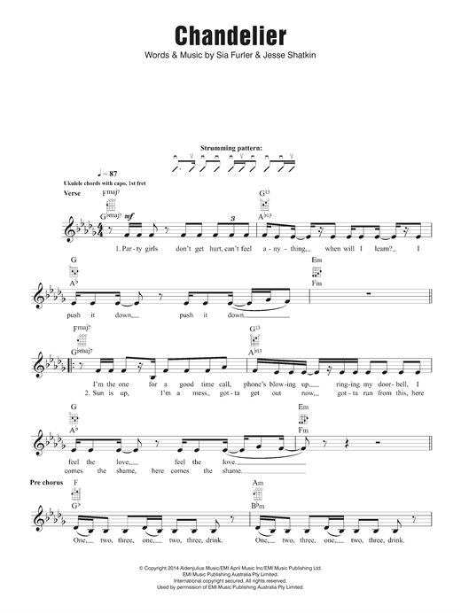 Sia Chandelier Sheet Notes S Australian Sia Chandelier Sheet Notes