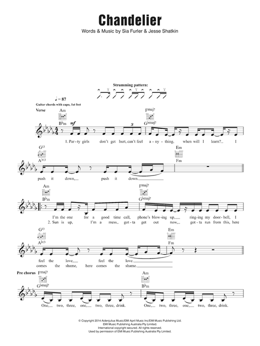 Sia Chandelier Sheet Notes S Australian Sia Chandelier Sheet Notes
