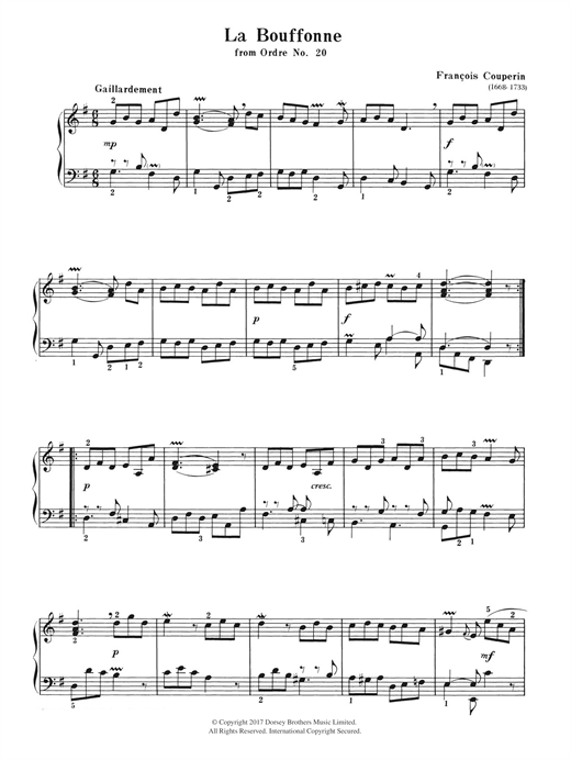 Preview Francois Couperin La Bouffonne (from Ordre No. 20) Classical sheet music, notes and chords for Piano, SKU: 125129 sheet music, piano notes, chords, guitar tabs, score, transpose, transcribe, how to play, guide, download, learn, tutorial, progression, song, artist, awards, billboard, mtv, vh1, tour, single, album, release