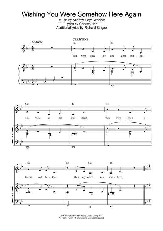 Preview Andrew Lloyd Webber Wishing You Were Somehow Here Again (from The Phantom Of The Opera) Musicals sheet music, notes and chords for Piano, Vocal & Guitar (Right-Hand Melody), SKU: 13878 sheet music, piano notes, chords, guitar tabs, score, transpose, transcribe, how to play, guide, download, learn, tutorial, progression, song, artist, awards, billboard, mtv, vh1, tour, single, album, release