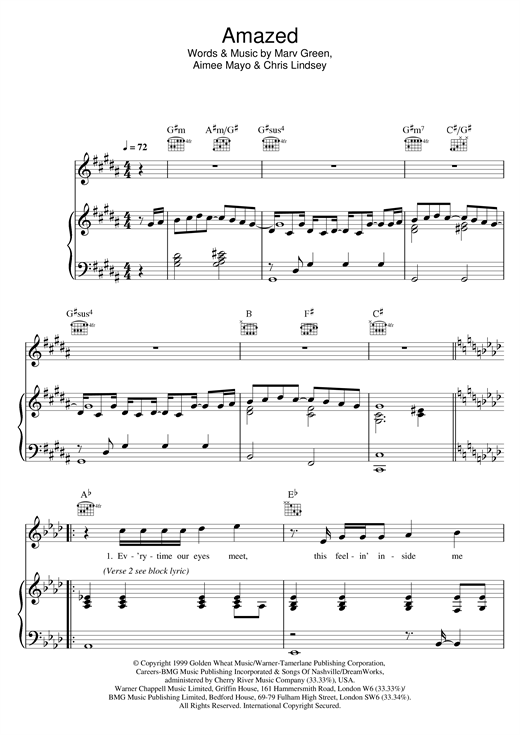 Preview Lonestar Amazed Rock sheet music, notes and chords for Piano, Vocal & Guitar, SKU: 13895 sheet music, piano notes, chords, guitar tabs, score, transpose, transcribe, how to play, guide, download, learn, tutorial, progression, song, artist, awards, billboard, mtv, vh1, tour, single, album, release