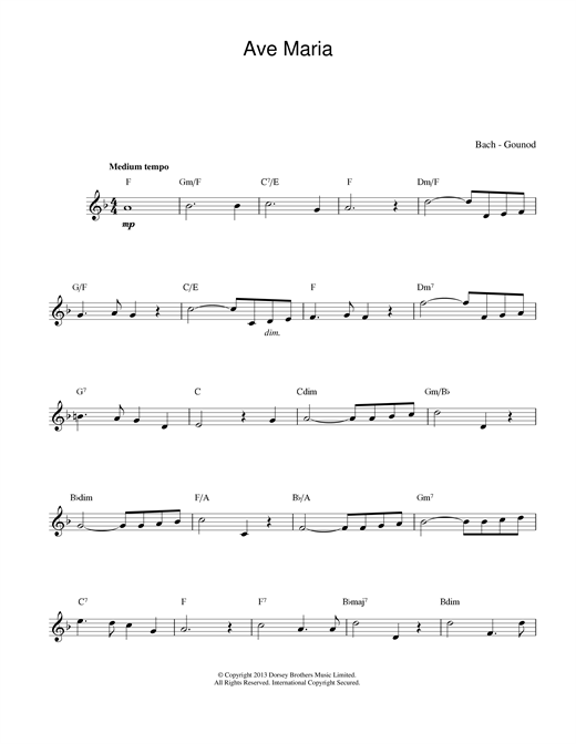 Preview J.S. Bach and Charles Gounod Ave Maria Classical sheet music, notes and chords for Melody Line & Chords, SKU: 13958 sheet music, piano notes, chords, guitar tabs, score, transpose, transcribe, how to play, guide, download, learn, tutorial, progression, song, artist, awards, billboard, mtv, vh1, tour, single, album, release