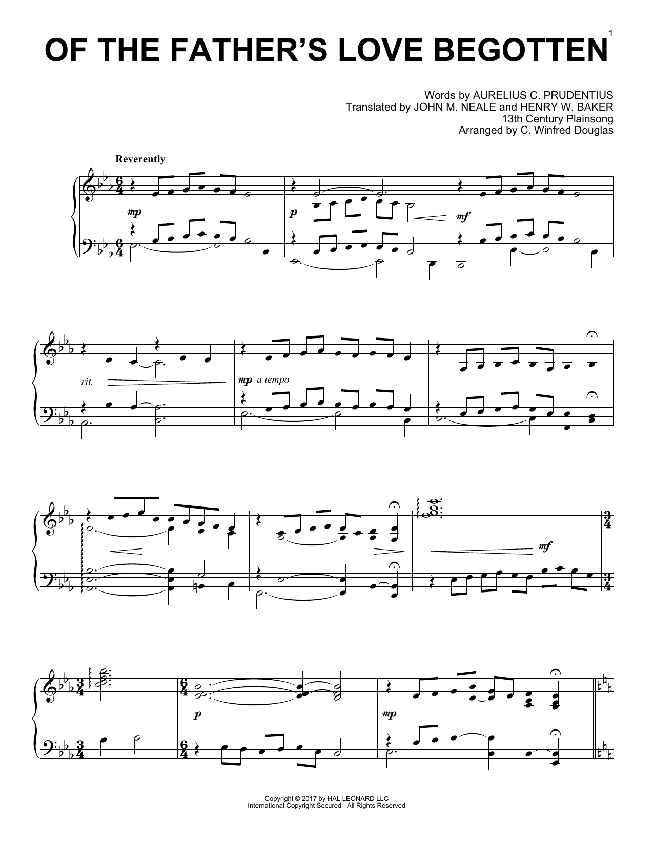 Of The Father's Love Begotten sheet music