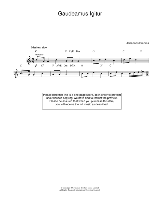 Preview Johannes Brahms Gaudeamus Igitur Classical sheet music, notes and chords for Melody Line & Chords, SKU: 14049 sheet music, piano notes, chords, guitar tabs, score, transpose, transcribe, how to play, guide, download, learn, tutorial, progression, song, artist, awards, billboard, mtv, vh1, tour, single, album, release