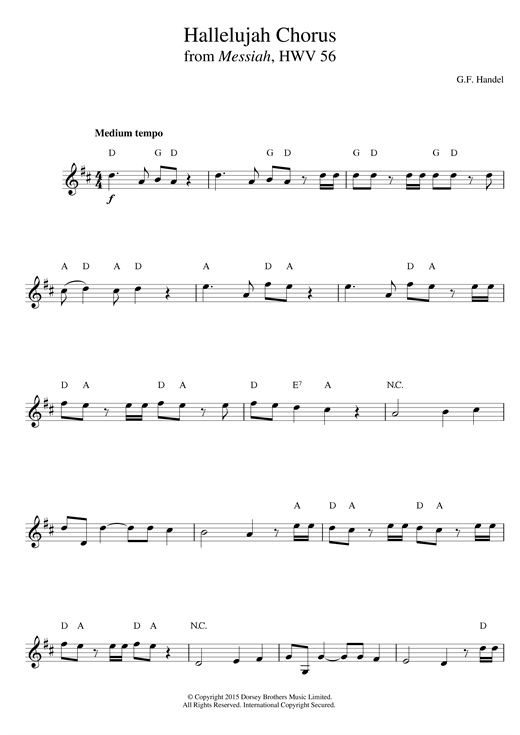 Preview George Frideric Handel Hallelujah Chorus (from The Messiah) Classical sheet music, notes and chords for Melody Line & Chords, SKU: 14050 sheet music, piano notes, chords, guitar tabs, score, transpose, transcribe, how to play, guide, download, learn, tutorial, progression, song, artist, awards, billboard, mtv, vh1, tour, single, album, release