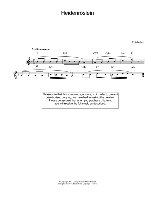Preview Franz Schubert Heidenroslein Classical sheet music, notes and chords for Melody Line & Chords, SKU: 14058 sheet music, piano notes, chords, guitar tabs, score, transpose, transcribe, how to play, guide, download, learn, tutorial, progression, song, artist, awards, billboard, mtv, vh1, tour, single, album, release