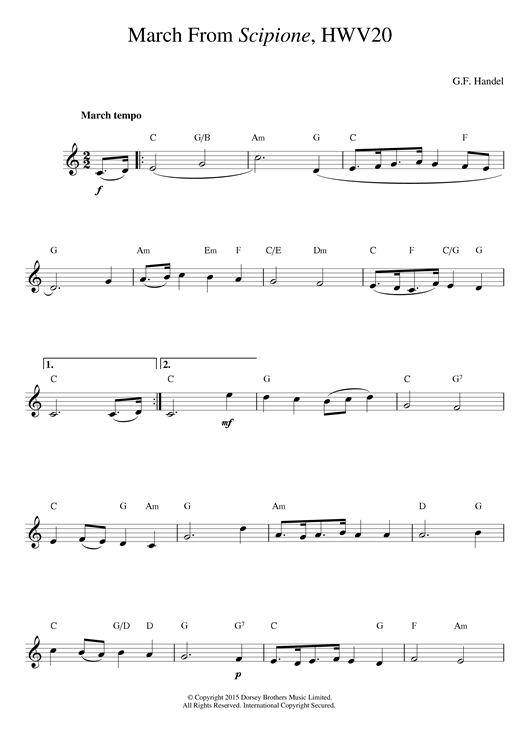 Preview George Frideric Handel March From Scipione Classical sheet music, notes and chords for Melody Line & Chords, SKU: 14108 sheet music, piano notes, chords, guitar tabs, score, transpose, transcribe, how to play, guide, download, learn, tutorial, progression, song, artist, awards, billboard, mtv, vh1, tour, single, album, release