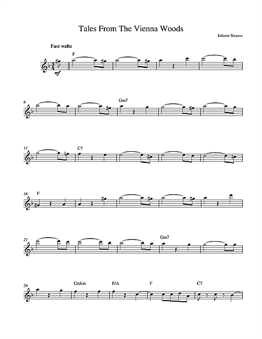 Preview Johann Strauss II Tales From The Vienna Woods Post-1900 sheet music, notes and chords for Melody Line & Chords, SKU: 14177 sheet music, piano notes, chords, guitar tabs, score, transpose, transcribe, how to play, guide, download, learn, tutorial, progression, song, artist, awards, billboard, mtv, vh1, tour, single, album, release