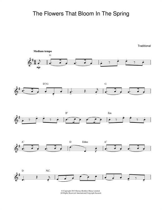 Preview Arthur Seymour Sullivan The Flowers That Bloom In The Spring Folk sheet music, notes and chords for Melody Line & Chords, SKU: 14184 sheet music, piano notes, chords, guitar tabs, score, transpose, transcribe, how to play, guide, download, learn, tutorial, progression, song, artist, awards, billboard, mtv, vh1, tour, single, album, release