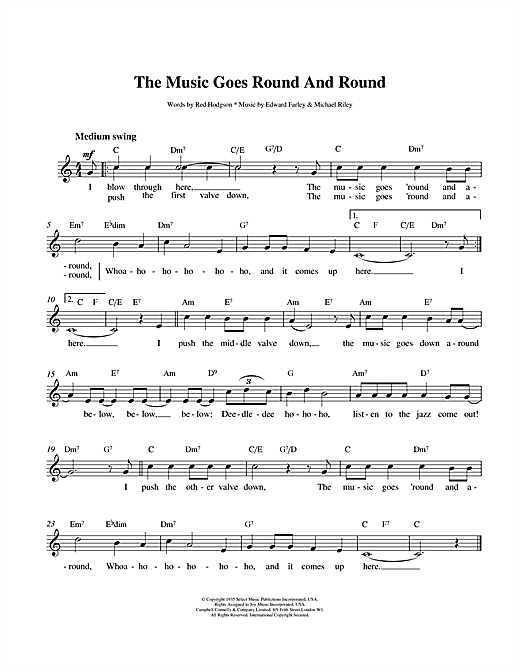 Preview Louis Armstrong The Music Goes Round And Round Jazz sheet music, notes and chords for Melody Line, Lyrics & Chords, SKU: 14191 sheet music, piano notes, chords, guitar tabs, score, transpose, transcribe, how to play, guide, download, learn, tutorial, progression, song, artist, awards, billboard, mtv, vh1, tour, single, album, release