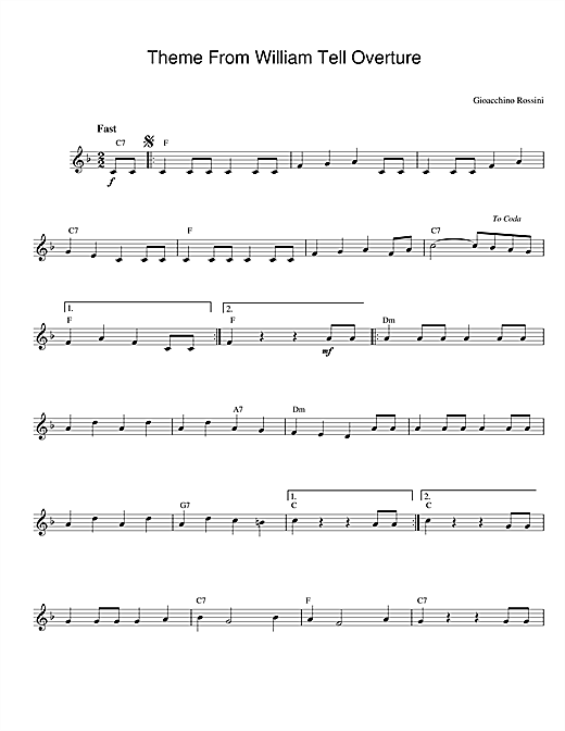 Preview Gioachino Rossini William Tell Overture Classical sheet music, notes and chords for Melody Line & Chords, SKU: 14239 sheet music, piano notes, chords, guitar tabs, score, transpose, transcribe, how to play, guide, download, learn, tutorial, progression, song, artist, awards, billboard, mtv, vh1, tour, single, album, release