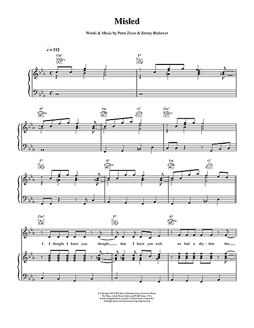 Preview Celine Dion Misled Pop sheet music, notes and chords for Piano, Vocal & Guitar (Right-Hand Melody), SKU: 14502 Misled sheet music