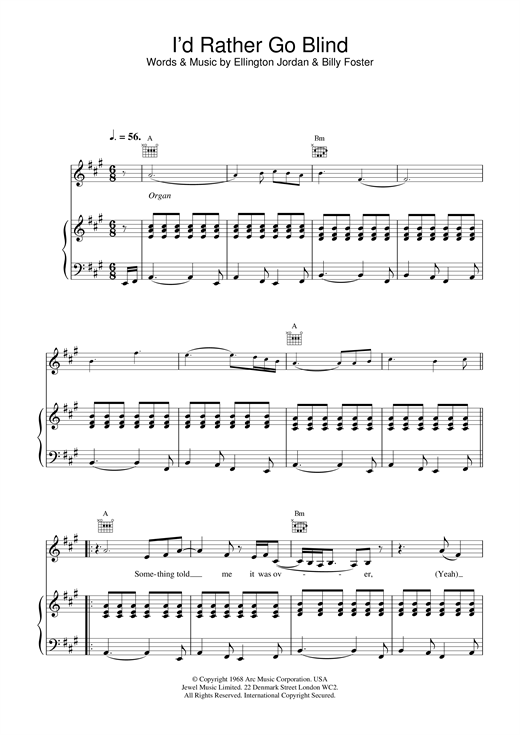 Preview Etta James I'd Rather Go Blind Soul sheet music, notes and chords for Piano, Vocal & Guitar, SKU: 14613 sheet music, piano notes, chords, guitar tabs, score, transpose, transcribe, how to play, guide, download, learn, tutorial, progression, song, artist, awards, billboard, mtv, vh1, tour, single, album, release