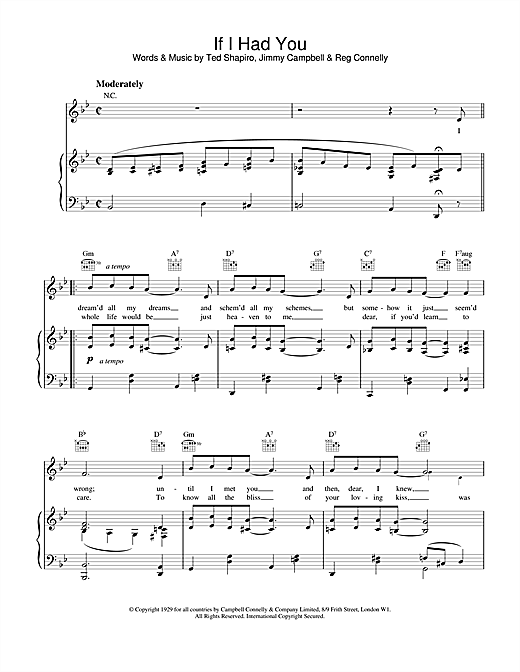 Preview Frank Sinatra If I Had You Jazz sheet music, notes and chords for Piano, Vocal & Guitar (Right-Hand Melody), SKU: 14617 sheet music, piano notes, chords, guitar tabs, score, transpose, transcribe, how to play, guide, download, learn, tutorial, progression, song, artist, awards, billboard, mtv, vh1, tour, single, album, release