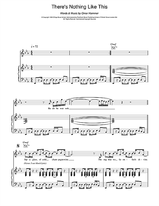 Preview Omar There's Nothing Like This R & B sheet music, notes and chords for Piano, Vocal & Guitar, SKU: 14765 sheet music, piano notes, chords, guitar tabs, score, transpose, transcribe, how to play, guide, download, learn, tutorial, progression, song, artist, awards, billboard, mtv, vh1, tour, single, album, release