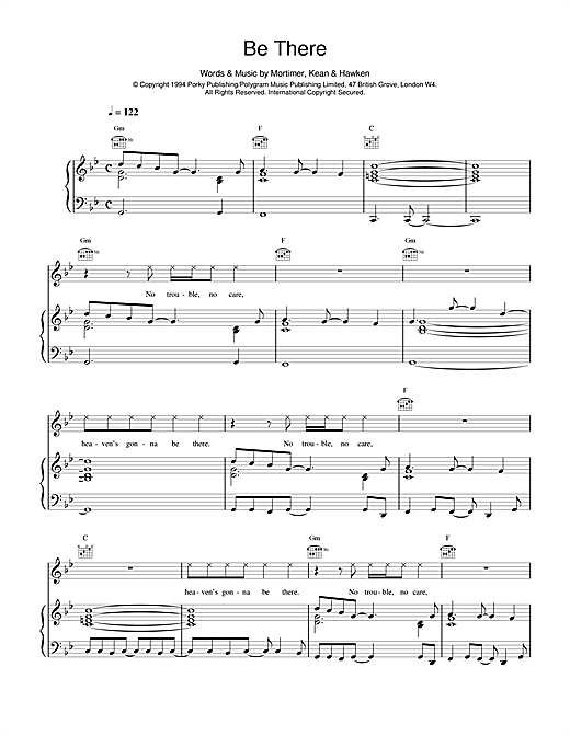 Preview East 17 Be There Pop sheet music, notes and chords for Piano, Vocal & Guitar (Right-Hand Melody), SKU: 14976 sheet music, piano notes, chords, guitar tabs, score, transpose, transcribe, how to play, guide, download, learn, tutorial, progression, song, artist, awards, billboard, mtv, vh1, tour, single, album, release