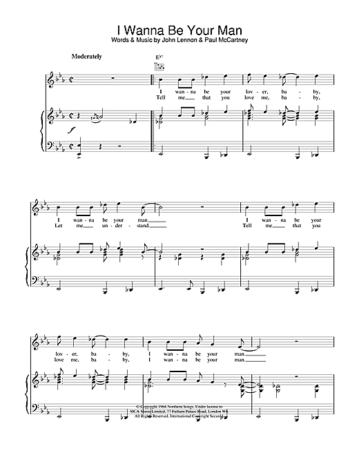 Preview The Beatles I Wanna Be Your Man Rock sheet music, notes and chords for Piano, Vocal & Guitar (Right-Hand Melody), SKU: 15036 sheet music, piano notes, chords, guitar tabs, score, transpose, transcribe, how to play, guide, download, learn, tutorial, progression, song, artist, awards, billboard, mtv, vh1, tour, single, album, release