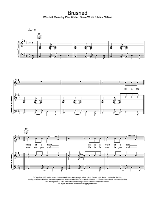 Preview Paul Weller Brushed Rock sheet music, notes and chords for Piano, Vocal & Guitar (Right-Hand Melody), SKU: 15074 sheet music, piano notes, chords, guitar tabs, score, transpose, transcribe, how to play, guide, download, learn, tutorial, progression, song, artist, awards, billboard, mtv, vh1, tour, single, album, release