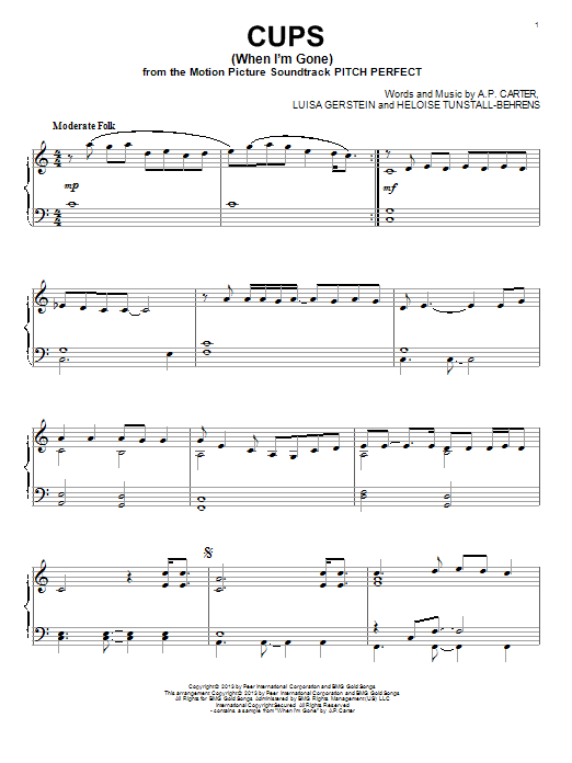 Anna Kendrick Cups When I M Gone Sheet Music Notes Chords Download Pop Notes Piano Pdf Print 150859 C d and when i'm gone, just carry on, don't mourn em rejoice every time you hear the sound of my voice. music notes room