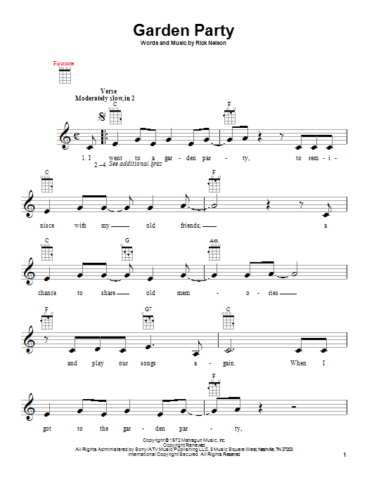 Ricky Nelson Garden Party Sheet Music Notes Chords Download