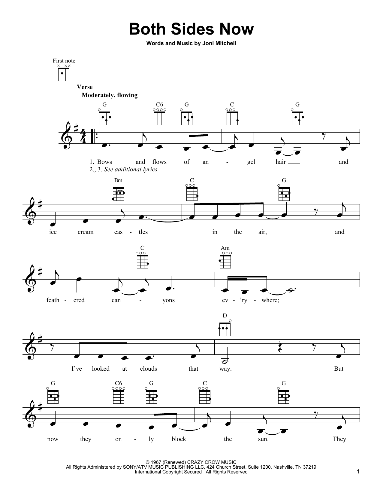 Judy Collins Both Sides Now Sheet Music Download Pdf Score